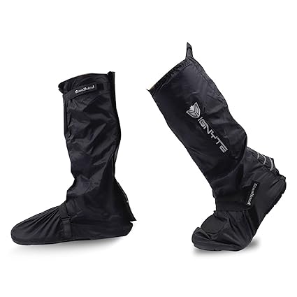 Steelbird Shoe Covers for Rider/Biker Boots with Reflective Piping | Waterproof Rain Shoes Covers Thicker Scootor Non-slip Boots Covers