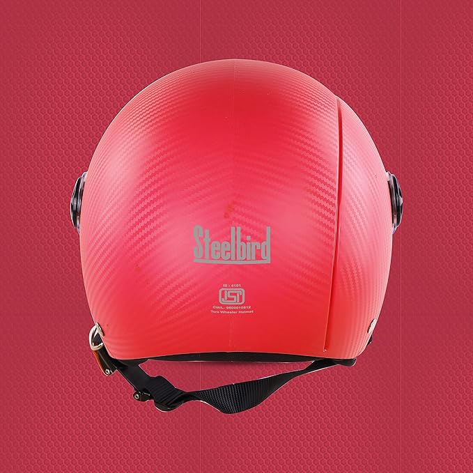 Steelbird SBH-16 Ruby ISI Certified Open Face Helmet.(Dashing Red with Clear Visor)