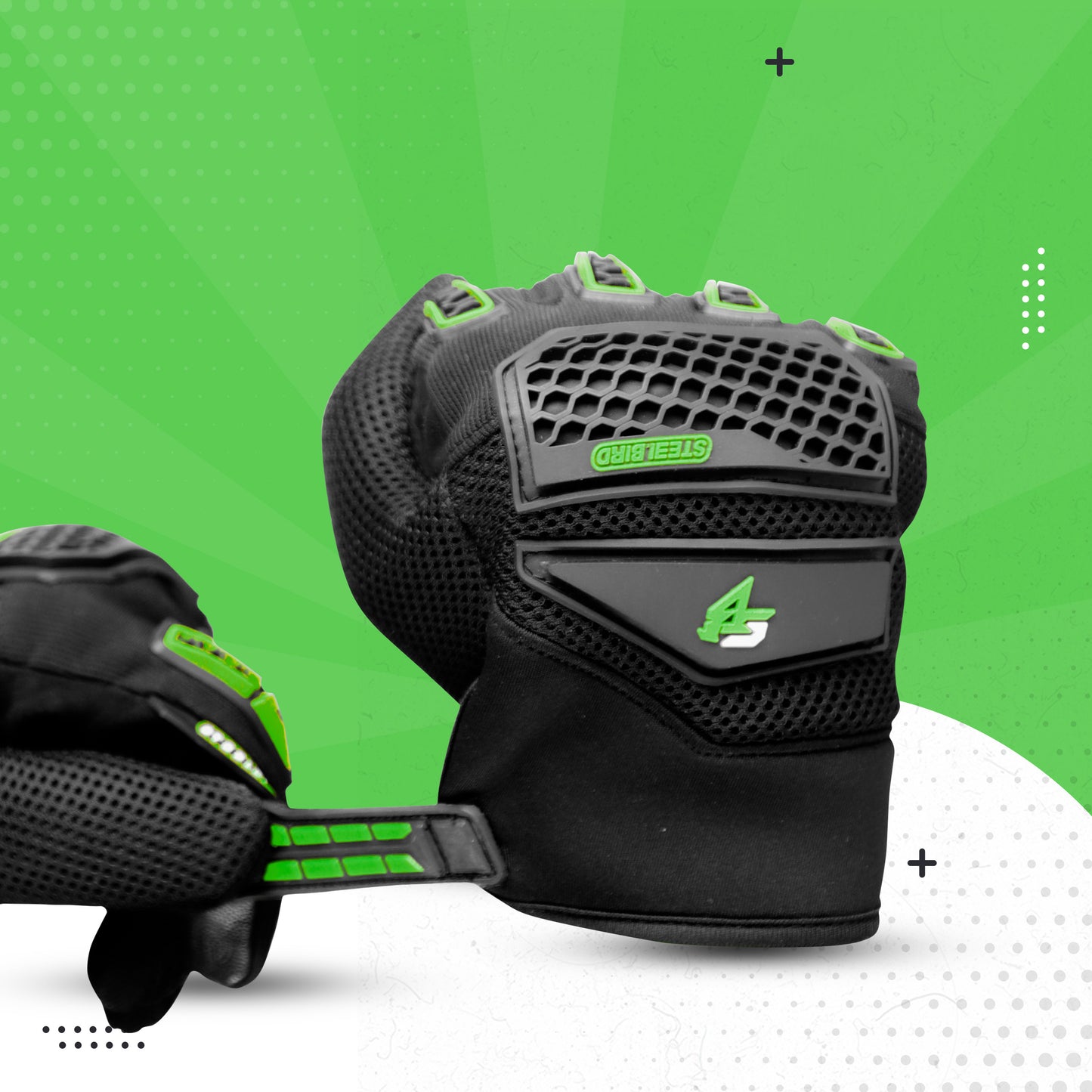 Steelbird Polyester Adventure A-2 Full Finger Bike Riding Gloves with Touch Screen Sensitivity at Thumb and Index Finger, Protective Off-Road Motorbike Racing