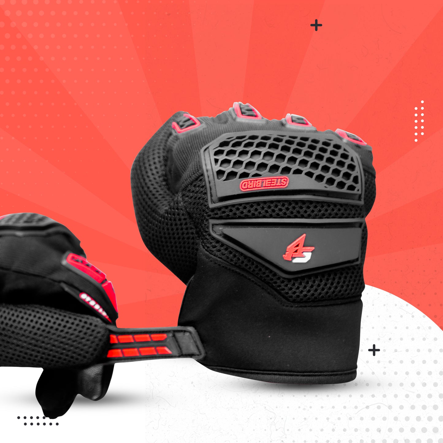 Steelbird Polyester Adventure A-2 Full Finger Bike Riding Gloves with Touch Screen Sensitivity at Thumb and Index Finger, Protective Off-Road Motorbike Racing .