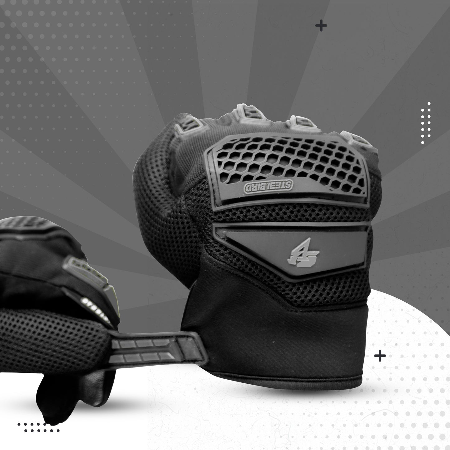 Steelbird Polyester Adventure A-2 Full Finger Bike Riding Gloves with Touch Screen Sensitivity at Thumb and Index Finger, Protective Off-Road Motorbike Racing .