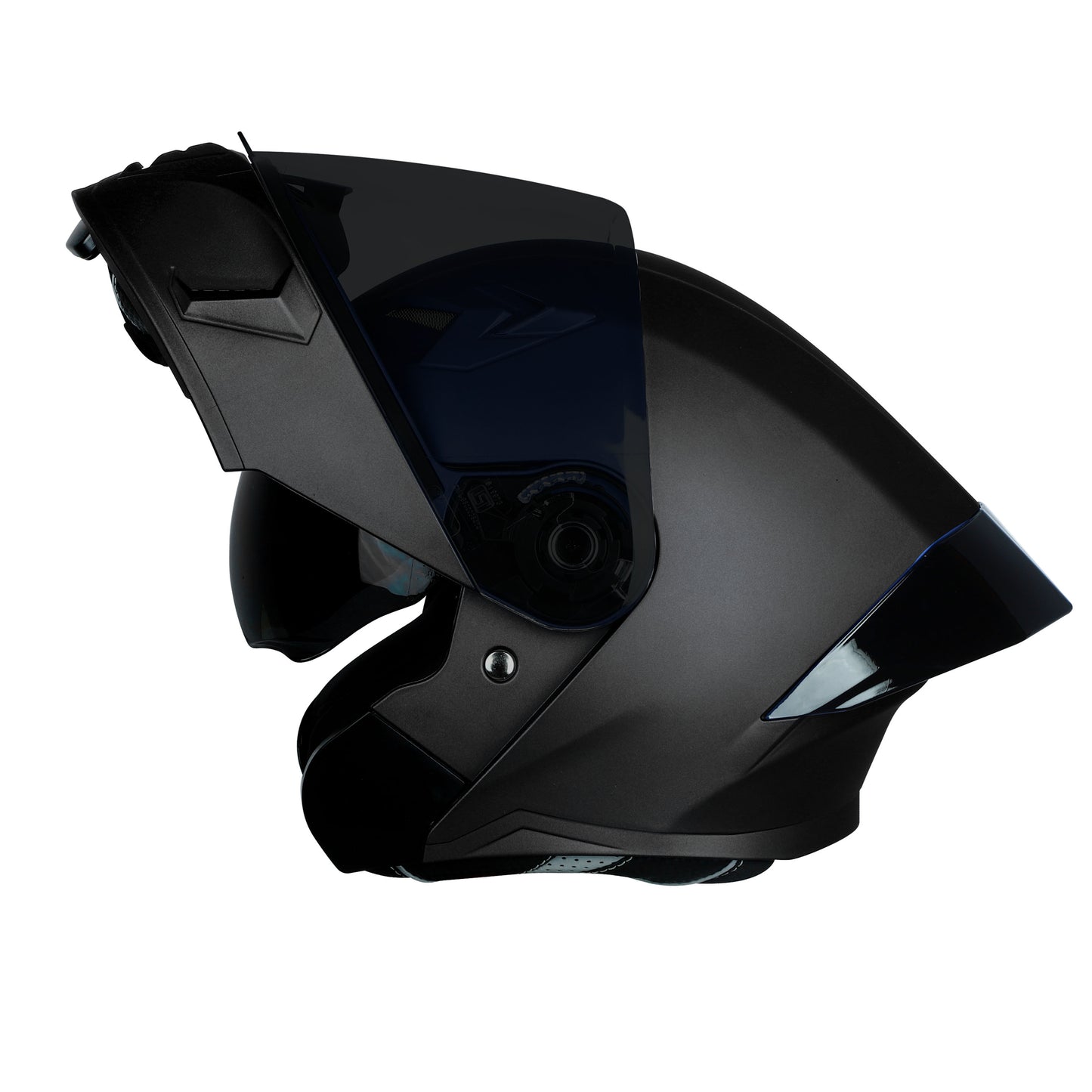 Steelbird SBA-20 7Wings ISI Certified Flip-Up Helmet with Black Spoiler for Men and Women with Inner Smoke Sun Shield (Glossy Black with Smoke Visor)