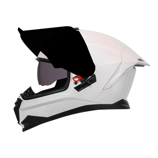 Steelbird SBH-57 Fighter ISI and DOT Certified Full Face Helmet for Men and Women with Inner Chrome Sun Shield .
