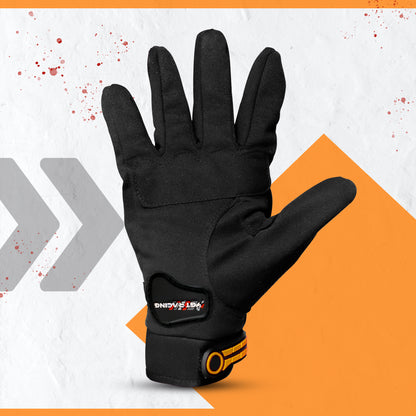 Steelbird Khardungla Full Finger Bike Riding Gloves, Protective Off-Road Motorbike Racing (Orange)