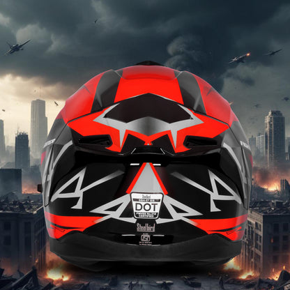 Steelbird SBH-57 Fighter F4 ISI and DOT Certified Full Face Helmet for Men and Women with Inner Silver Sun Shield  (Glossy Black Red)