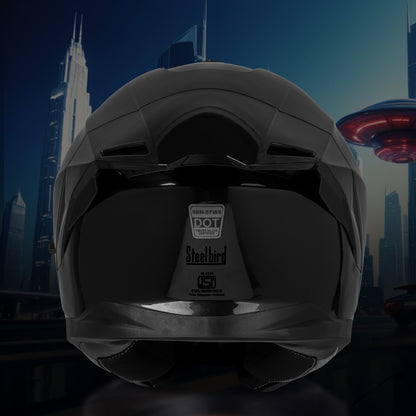 Steelbird SBH-57 Fighter ISI and DOT Certified Full Face Helmet for Men and Women with Inner Chrome Sun Shield .