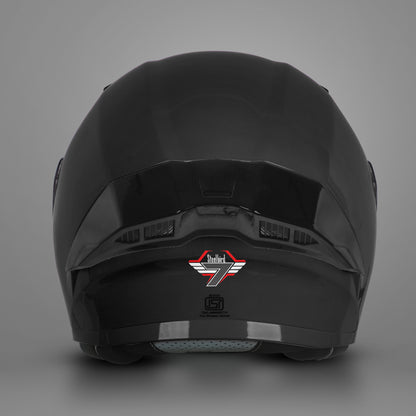 Steelbird SBA-20 7Wings ISI Certified Flip-Up Helmet with Black Spoiler for Men and Women with Inner Smoke Sun Shield (Glossy Black with Smoke Visor)