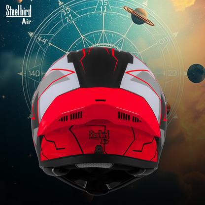 Steelbird SBA-20 05 ISI Certified Flip-Up Graphic Helmet for Men and Women with Inner Chrome Sun Shield .(Glossy Black Red with Smoke Visor).
