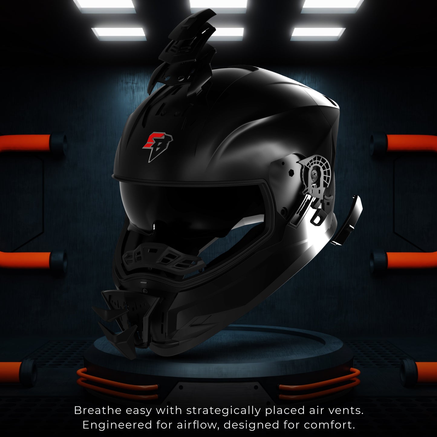 Steelbird SBH-57 Fighter F2 Graphic Helmet ISI and DOT Certified Full Face Helmet for Men with Inner Silver Sun Shield (Glossy Black Jazz Blue)
