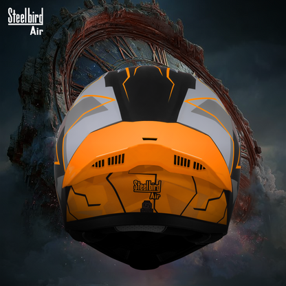 Steelbird SBA-20 06 ISI Certified Flip-Up Graphic Helmet for Men and Women with Inner Chrome Sun Shield .(Glossy Black Orange with Smoke Visor).