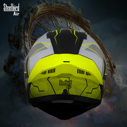 Steelbird SBA-20 06  ISI Certified Flip-Up Graphic Helmet for Men and Women with Inner Chrome Sun Shield .(Glossy Black Neon with Smoke Visor).
