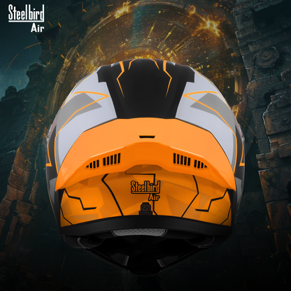 Steelbird SBA-20 08 ISI Certified Flip-Up Graphic Helmet for Men and Women with Inner Chrome Sun Shield .(Glossy Black Orange with Smoke Visor)