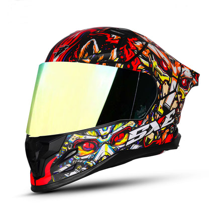 Steelbird SBH-61 SXE X1 ISI and Dot Certified Full Face Helmet for Men with Inner Silver Sunshield .