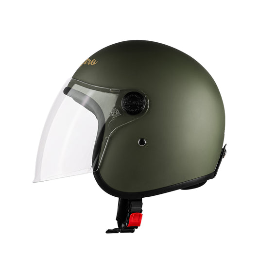 Steelbird SBH-56 Retro Steelbird SBH-56 Retro ISI Certified Open Face Helmet for Men and Women  (Matt Battle Green)