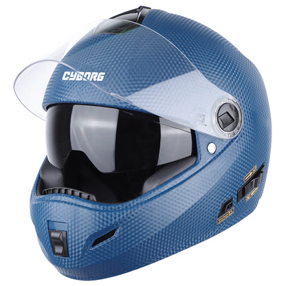 Steelbird Rox Cyborg ISI Certified Full Face Helmet for Men and Women with Inner Smoke Sun Shield and Outer Clear Visor