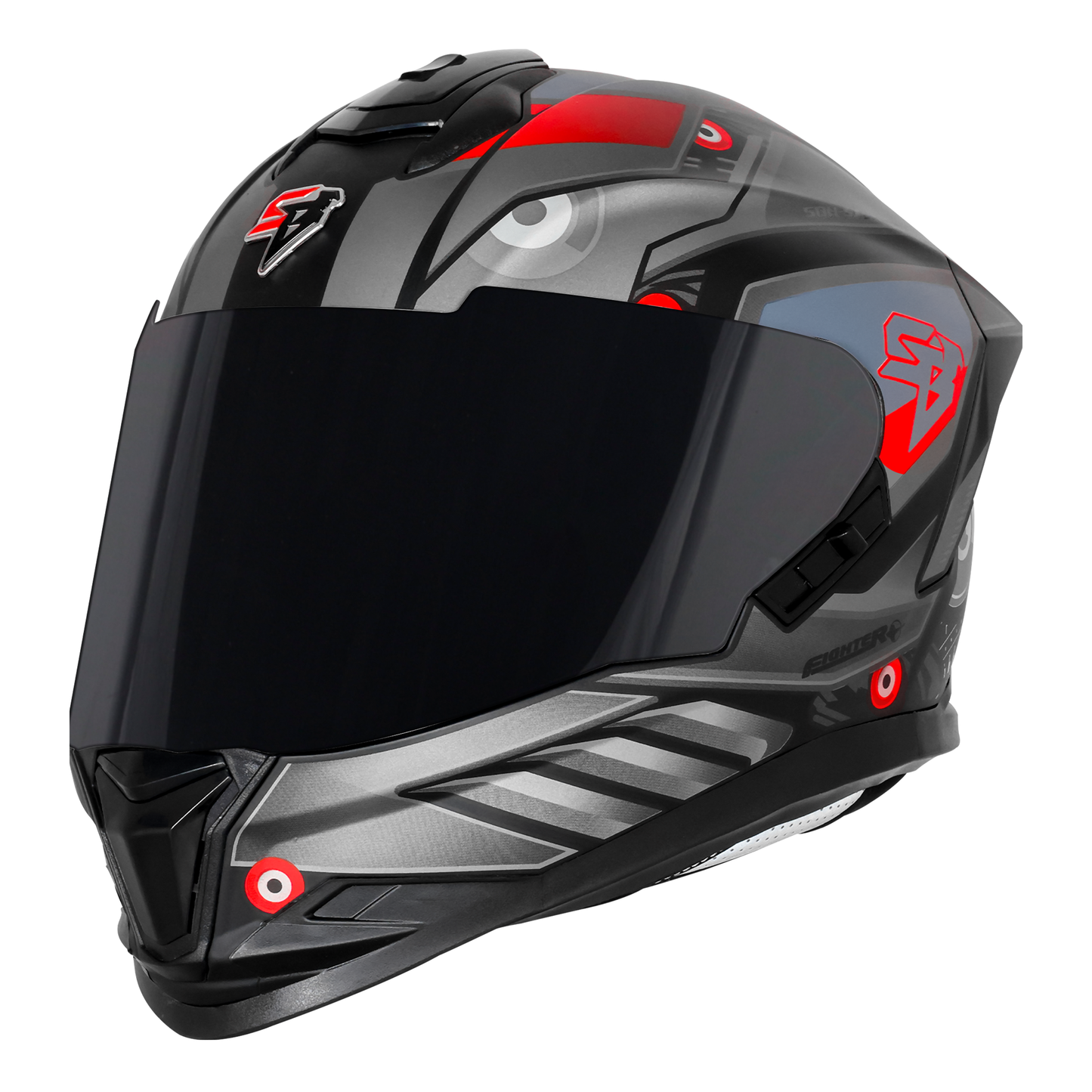 Steelbird SBH-57 Fighter F8 ISI and DOT Certified Full Face Graphic Helmet for Men and Women with Inner Silver Sun Shield