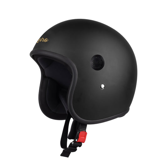 Steelbird SBH-55 Retro ISI Certified Open Face Helmet for Men and Women(Matt Black)