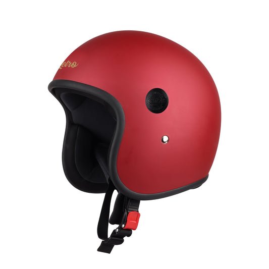 Steelbird SBH-55 Retro ISI Certified Open Face Helmet for Men and Women(Matt Maroon)