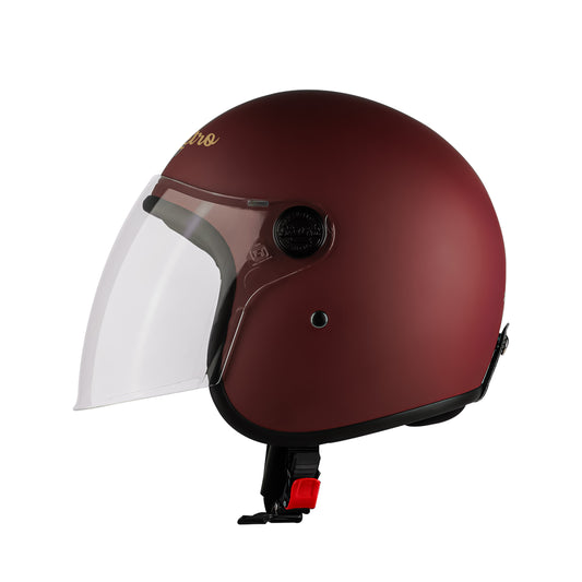 Steelbird SBH-56 Retro ISI Certified Open Face Helmet for Men and Women (Matt Maroon)