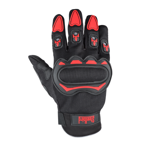 Steelbird Polyester Full Finger Bike Riding Gloves With Touch Screen Sensitivity At Thumb & Index Finger, Protective Off-Road Motorbike Racing .
