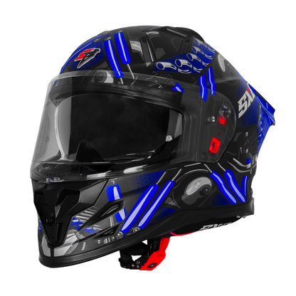 Steelbird SBH-61 SXE X2 Pinlock ISI and Dot Certified Full Face Helmet for Men and with Inner Silver Sunshield  (Glossy Black Blue with Anti fog Shield)