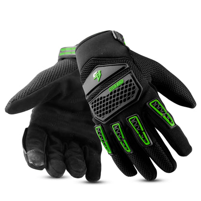 Steelbird Polyester Adventure A-2 Full Finger Bike Riding Gloves with Touch Screen Sensitivity at Thumb and Index Finger, Protective Off-Road Motorbike Racing
