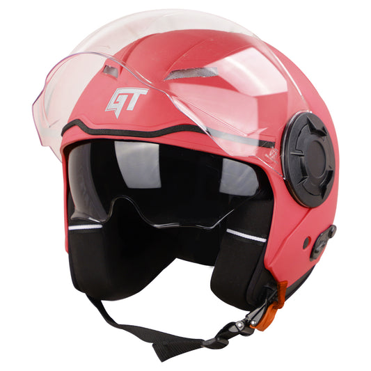 Steelbird GT Dashing ISI Certified Open Face Helmet for Men and Women with Inner Sun Shield ( Dual Visor Mechanism ) .