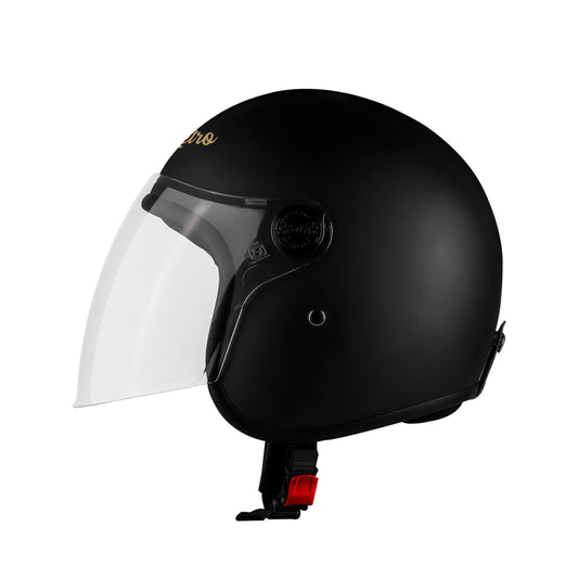 Steelbird SBH-56 Retro ISI Certified Open Face Helmet for Men and Women(Matt Black)