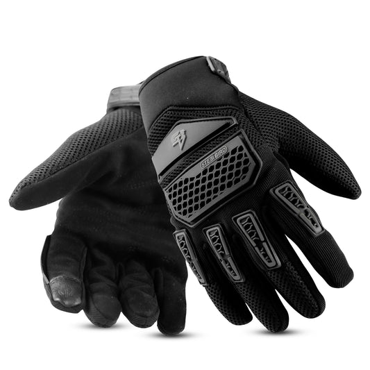 Steelbird Polyester Adventure A-2 Full Finger Bike Riding Gloves with Touch Screen Sensitivity at Thumb and Index Finger, Protective Off-Road Motorbike Racing .