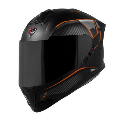 Steelbird SBH-57 Carbon Fighter ISI and DOT Certified Full Face Helmet for Men and Women with Inner Chrome Sun Shield.