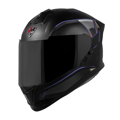 Steelbird SBH-57 Carbon Fighter ISI and DOT Certified Full Face Helmet for Men and Women with Inner Chrome Sun Shield.
