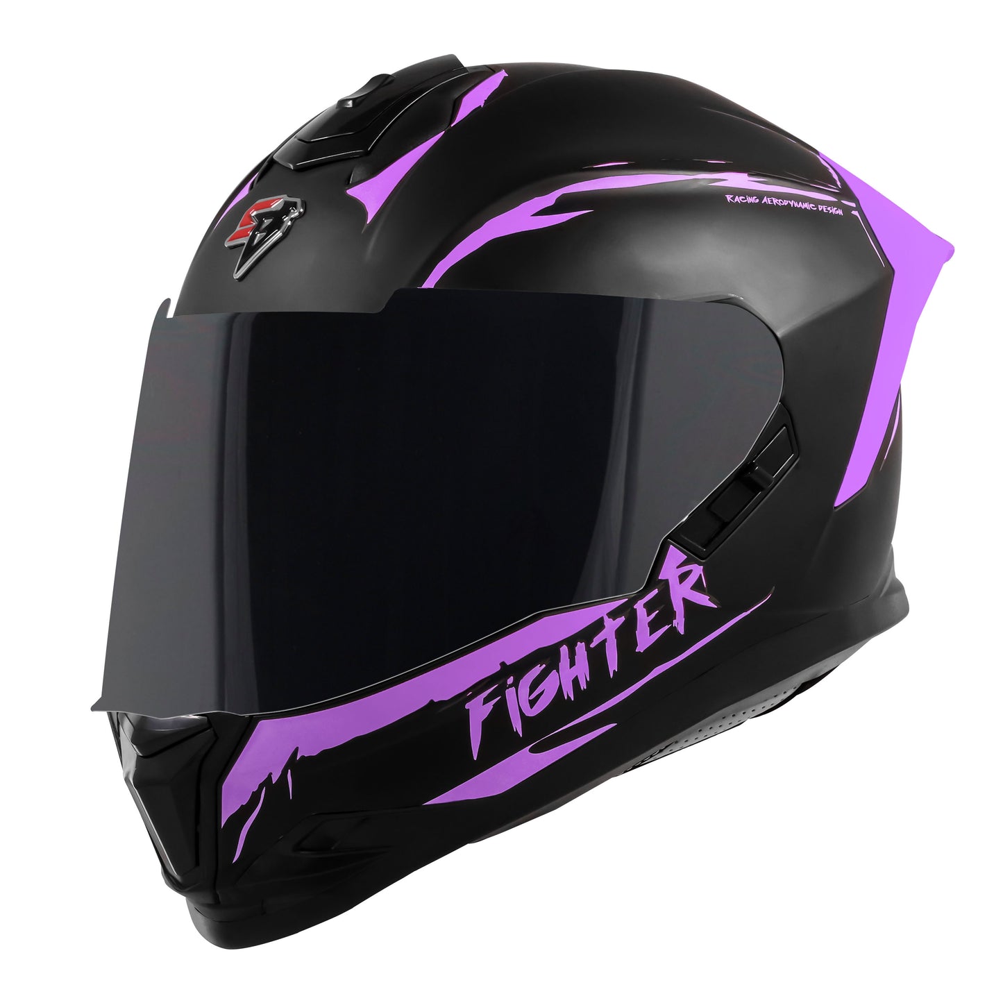 Steelbird SBH-57 Fighter F2 Graphic Helmet ISI and DOT Certified Full Face Helmet for Men with Inner Silver Sun Shield (Glossy Black Voilet)