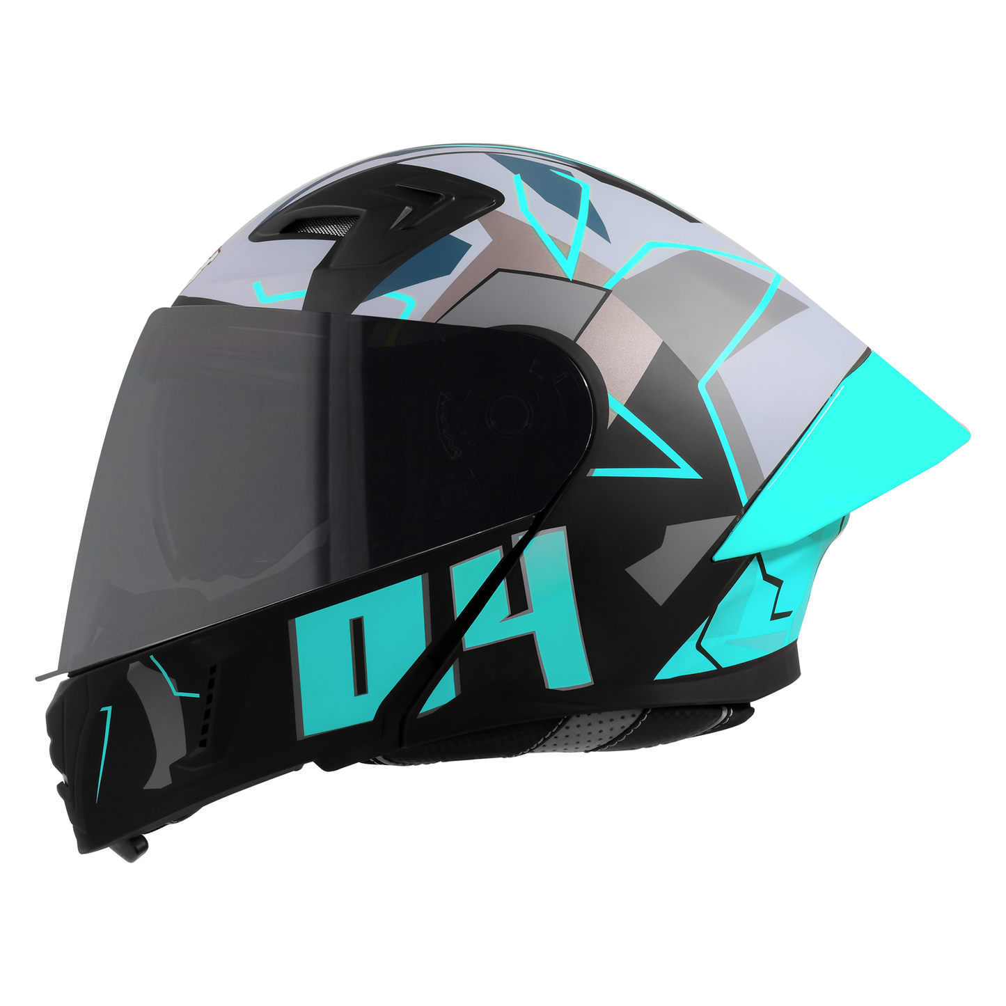 Steelbird SBA-20 04 ISI Certified Flip-Up Graphic Helmet for Men and Women with Inner Chrome Sun Shield. (Glossy Black Jazz Blue with Smoke Visor)
