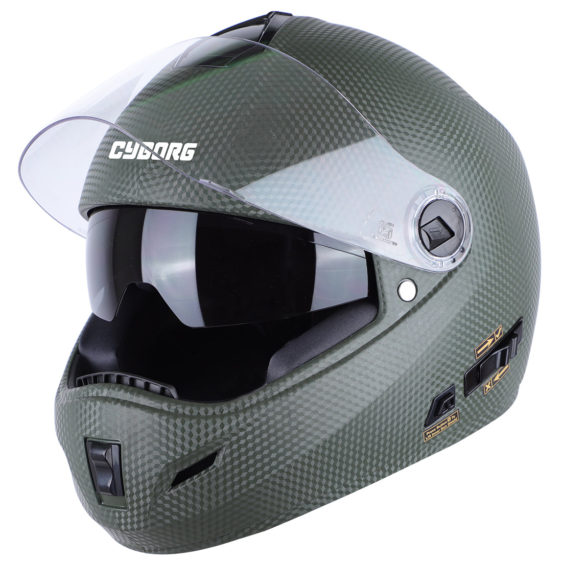Steelbird Rox Cyborg ISI Certified Full Face Helmet for Men and Women with Inner Smoke Sun Shield and Outer Clear Visor.