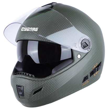 Steelbird Rox Cyborg ISI Certified Full Face Helmet for Men and Women with Inner Smoke Sun Shield and Outer Clear Visor.