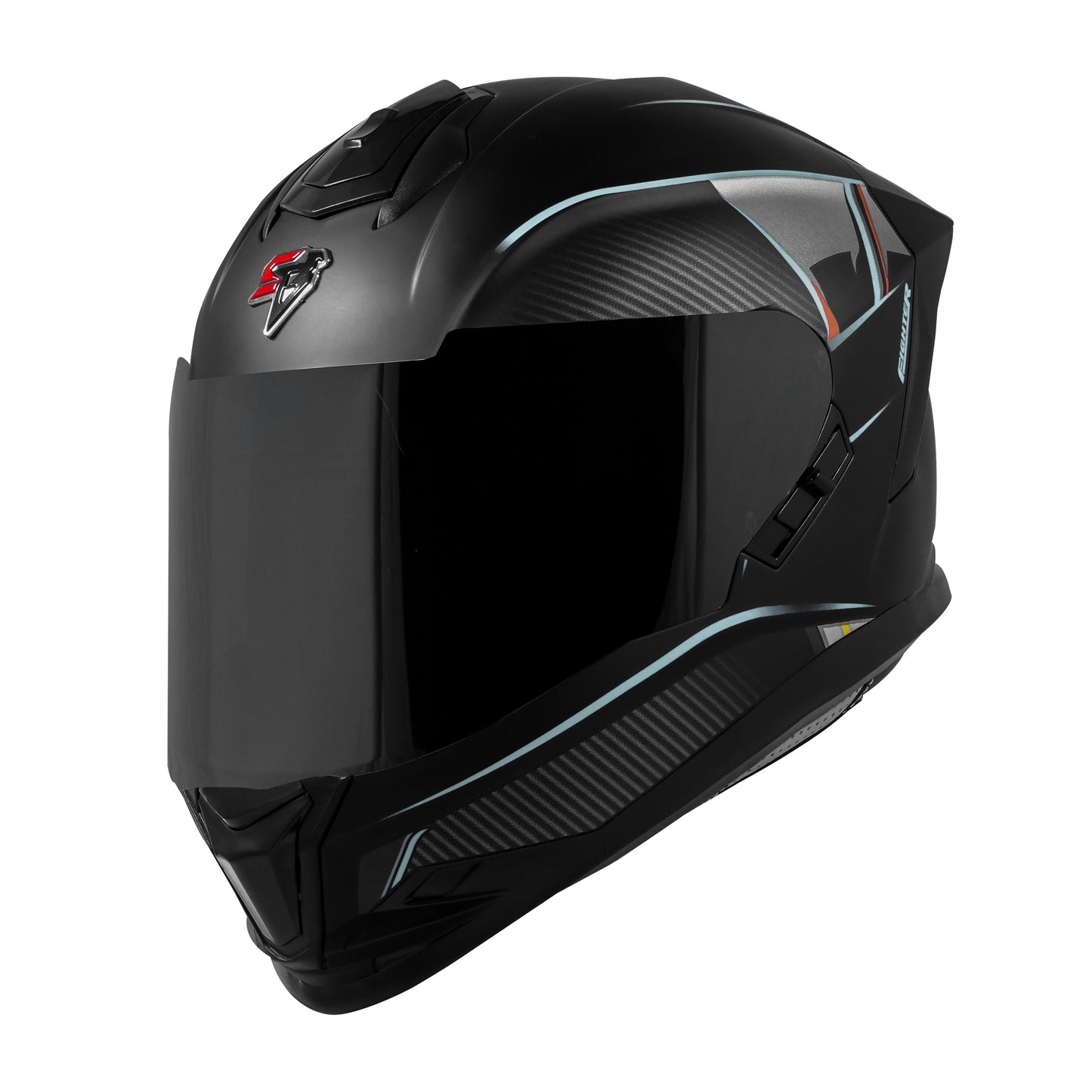 Steelbird SBH-57 Carbon Fighter ISI and DOT Certified Full Face Helmet for Men and Women with Inner Chrome Sun Shield.