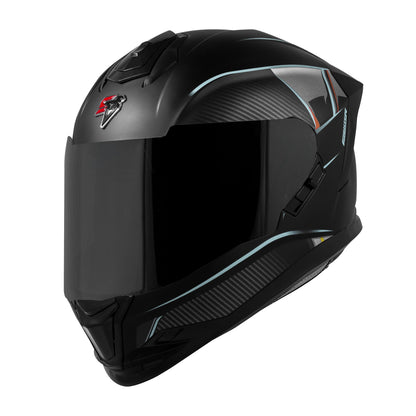 Steelbird SBH-57 Carbon Fighter ISI and DOT Certified Full Face Helmet for Men and Women with Inner Chrome Sun Shield.