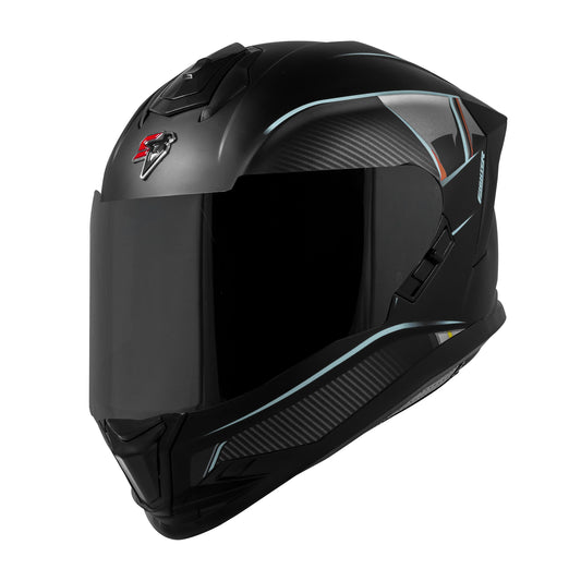 Steelbird SBH-57 Carbon Fighter ISI and DOT Certified Full Face Helmet for Men and Women with Inner Chrome Sun Shield.