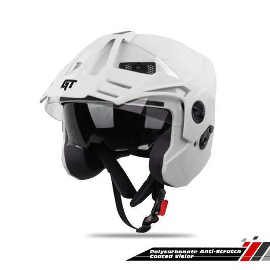 Steelbird SBH-23 GT Plus Open Face ISI Certified Helmet with Inner Sun Shield .