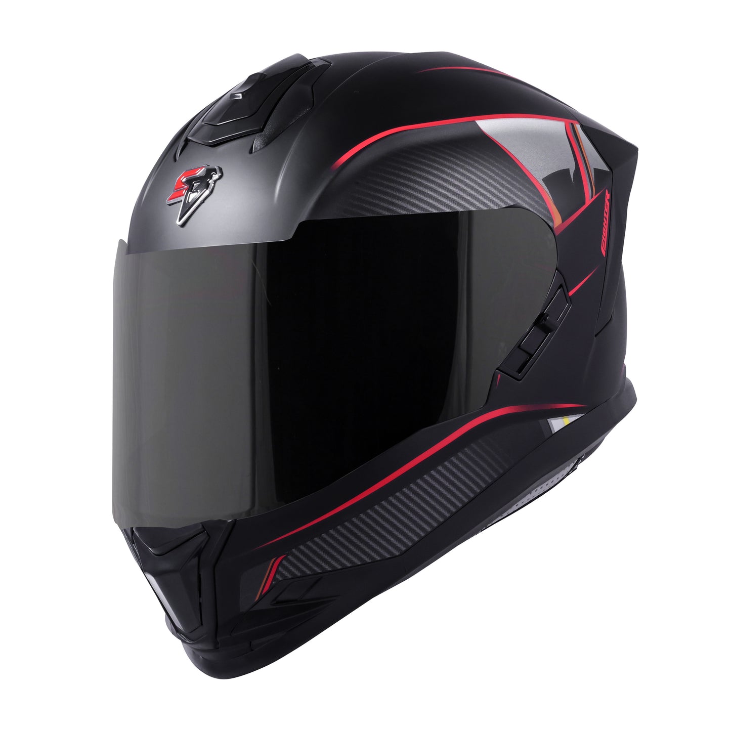 Steelbird SBH-57 Carbon Fighter ISI and DOT Certified Full Face Helmet for Men and Women with Inner Chrome Sun Shield