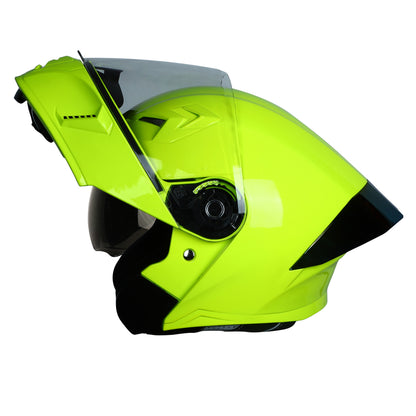 Steelbird SBA-20 7Wings ISI Certified Flip-Up Helmet with Black Spoiler for Men and Women with Inner Smoke Sun Shield (Glossy Fluo Neon)