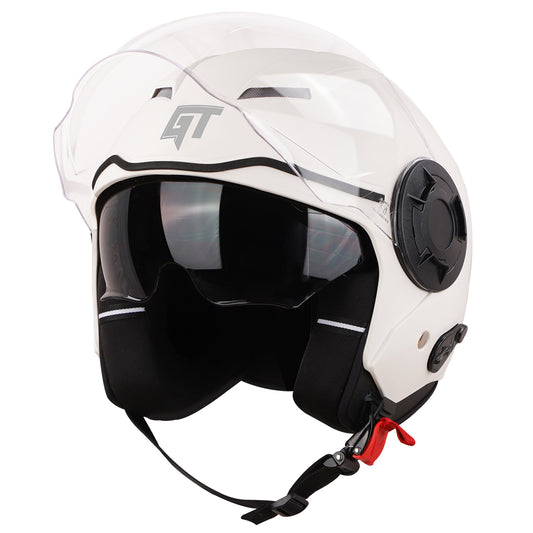 Steelbird GT Dashing ISI Certified Open Face Helmet for Men and Women with Inner Sun Shield ( Dual Visor Mechanism )