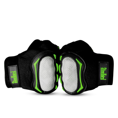 Steelbird Experience 1.0 Reflective Full Finger Bike Riding Gloves with Touch Screen Sensitivity at Thumb and Index Finger, Protective Off-Road Motorbike Racing (Black Green)