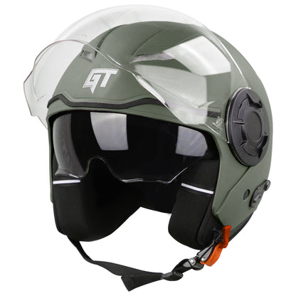 Steelbird GT Dashing ISI Certified Open Face Helmet for Men and Women with Inner Sun Shield ( Dual Visor Mechanism )