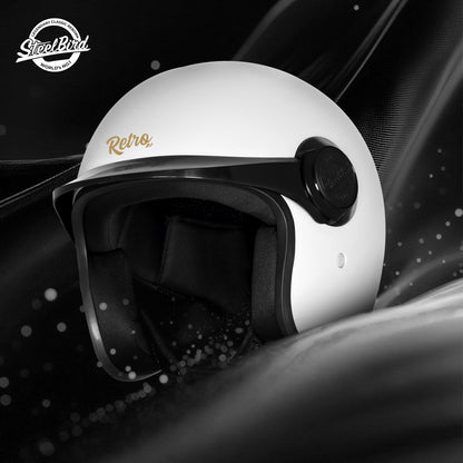 Steelbird SBH 65 Retro 3.0 DOT and ISI Certified Open Face Helmet for Men and Women .