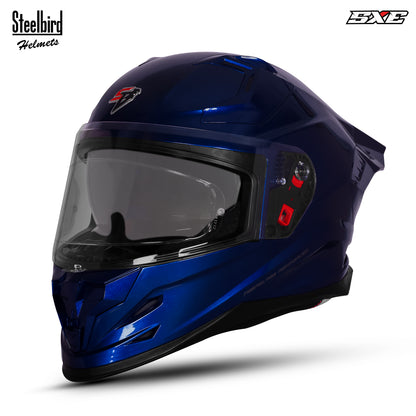 Steelbird SBH-61 SXE  Pinlock ISI and Dot Certified Full Face Helmet for Men with Inner Silver Sunshield . Clear With Anti Fog Shield.