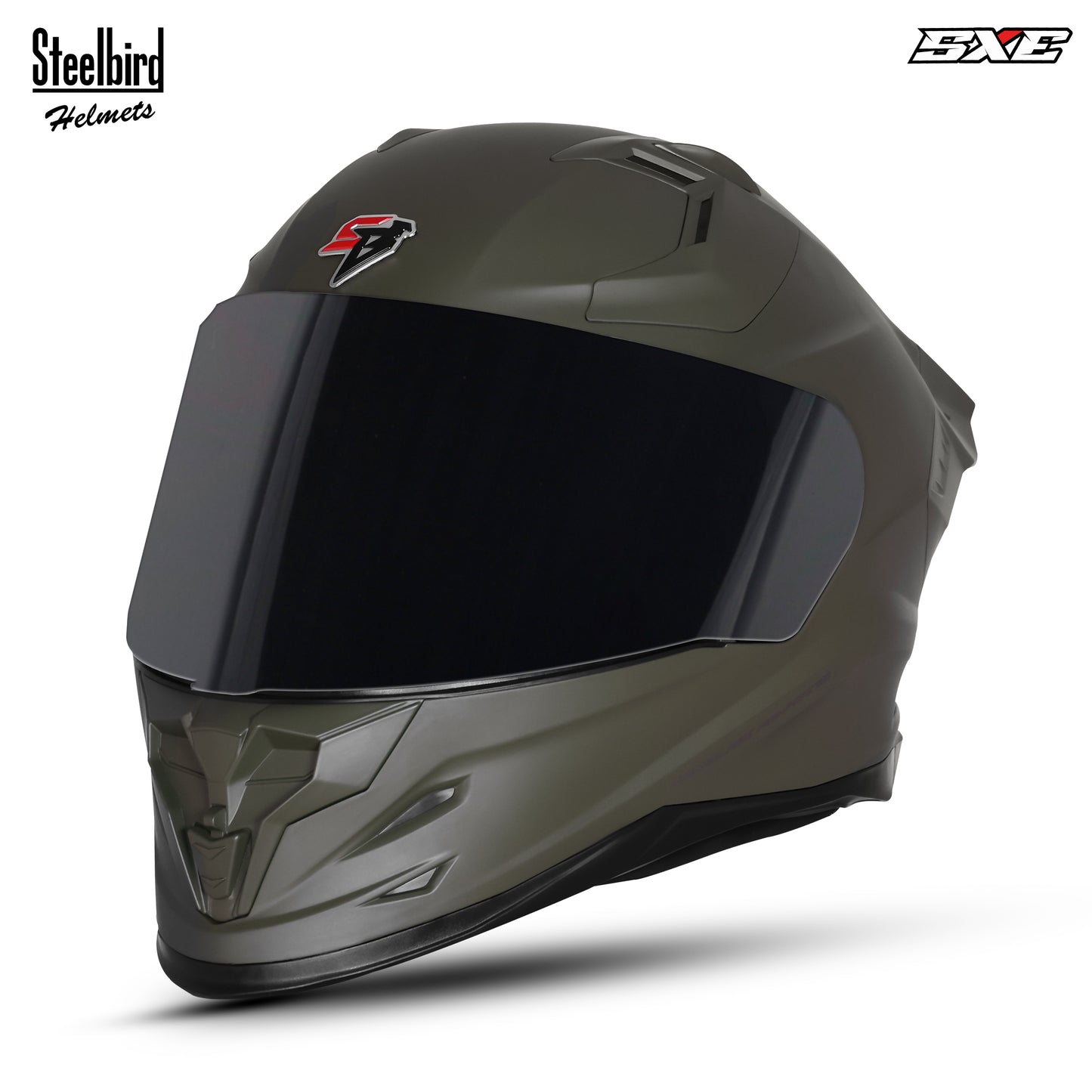 Steelbird SBH-61 SXE  Pinlock ISI and Dot Certified Full Face Helmet for Men with Inner Silver Sunshield . Clear With Smoke Visor.