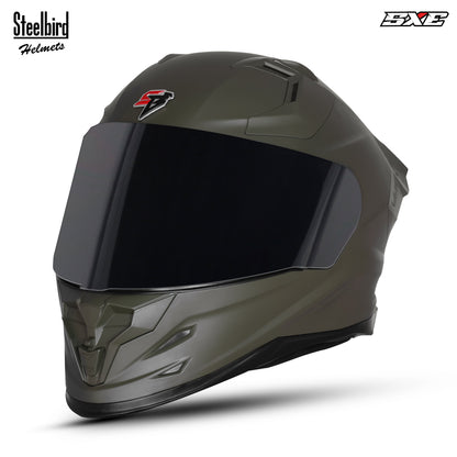 Steelbird SBH-61 SXE  Pinlock ISI and Dot Certified Full Face Helmet for Men with Inner Silver Sunshield . Clear With Smoke Visor.