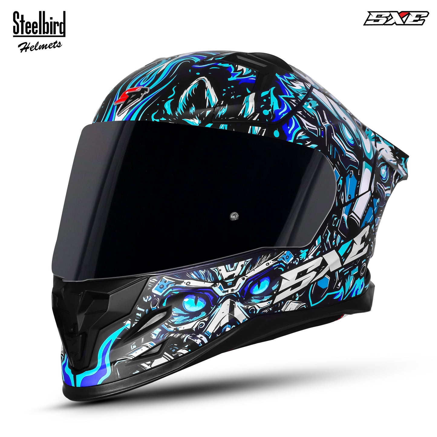 Steelbird SBH-61 SXE X1 Pinlock ISI and Dot Certified Full Face Helmet for Men with Inner Silver Sunshield .Anti Fog Visor.