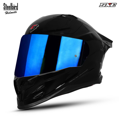 Steelbird SBH-61 SXE  TPE Edition ISI and Dot Certified Full Face Helmet for Men with Inner Silver Sunshield . Clear With Chrome Visor.